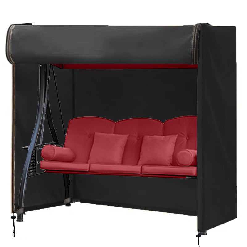 FLYMEI Outdoor Swing Cover 3 Triple Seater Hammock Cover for Porch Swing Canopy Glider Chair and Other Patio Furniture  Waterproof Windproof All Weather Protection  77'' (L) x 53''(W) x 67''(H) - Image 1